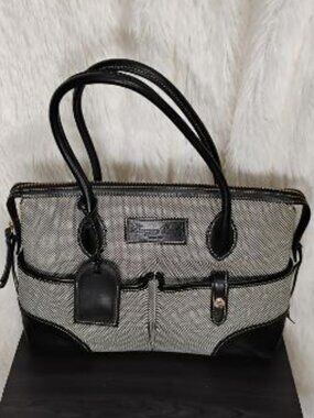 Dooney & Bourke black-and-white checkered tweed canvas handbag VINTAGE